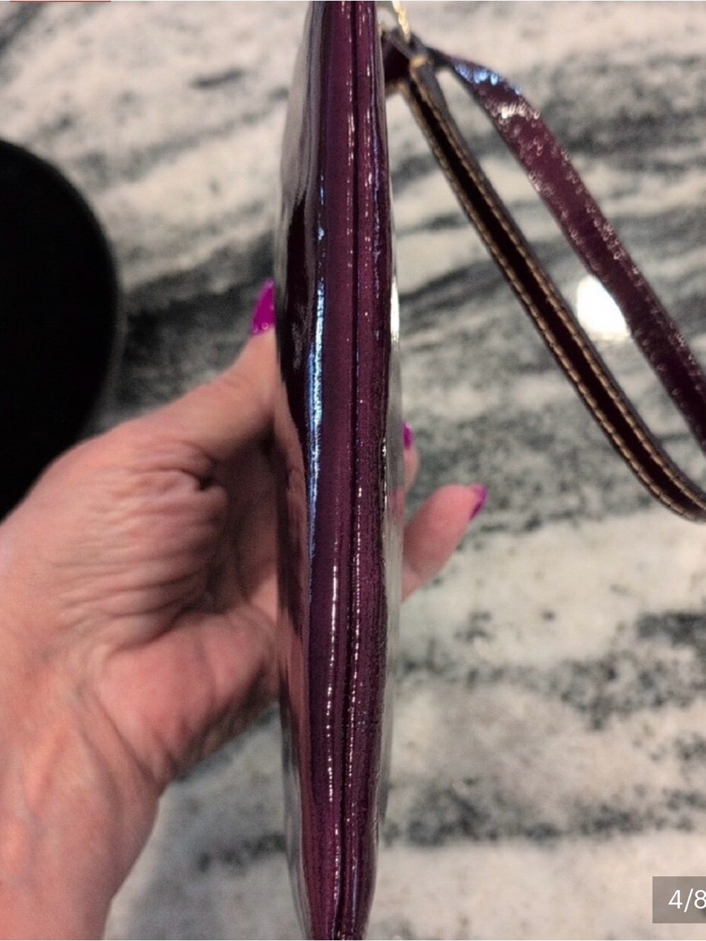 Dooney & Bourke Patent Leather Wristlet - Plum - Picture 4 of 7